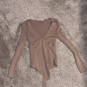 Abercrombie & Fitch Deep V-Neck Brown Bodysuit